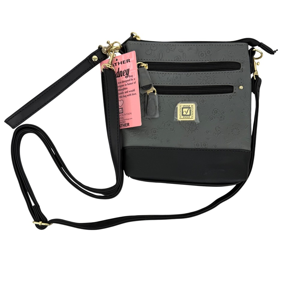 Stone Mountain Sydney Crossbody Bag Womens Small Grey NWT Floral 3-Bagger Clutch